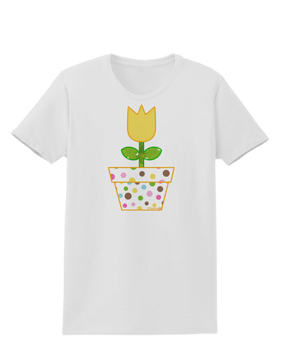 Easter Tulip Design - Yellow Womens T-Shirt by TooLoud-Womens T-Shirt-TooLoud-White-X-Small-Davson Sales