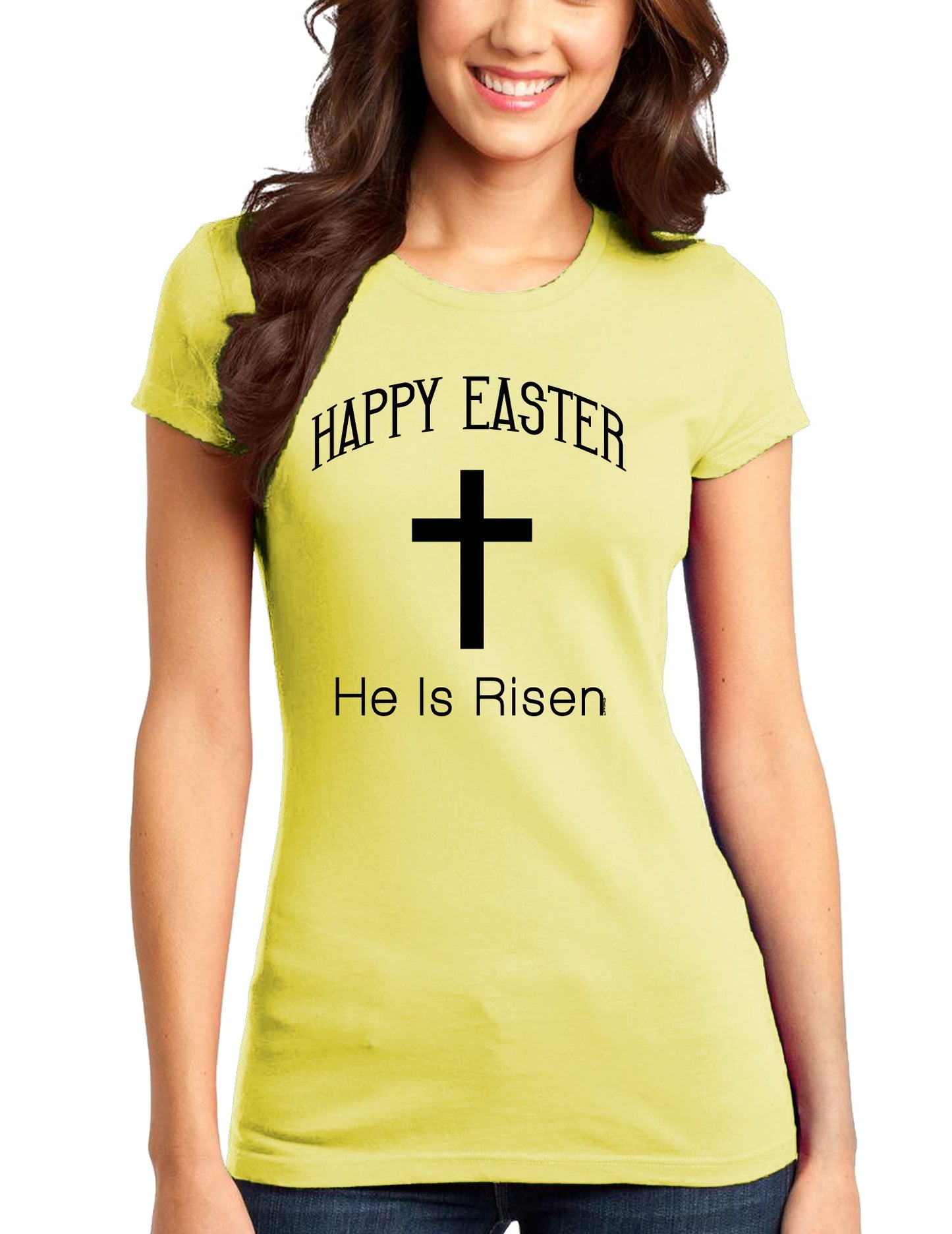 Easter Womens Juniors T-Shirt - Many Fun Designs to Choose From!-Womens Juniors T-Shirt-TooLoud-Happy-Easter-He-Is-Risen Yellow-Small-Davson Sales
