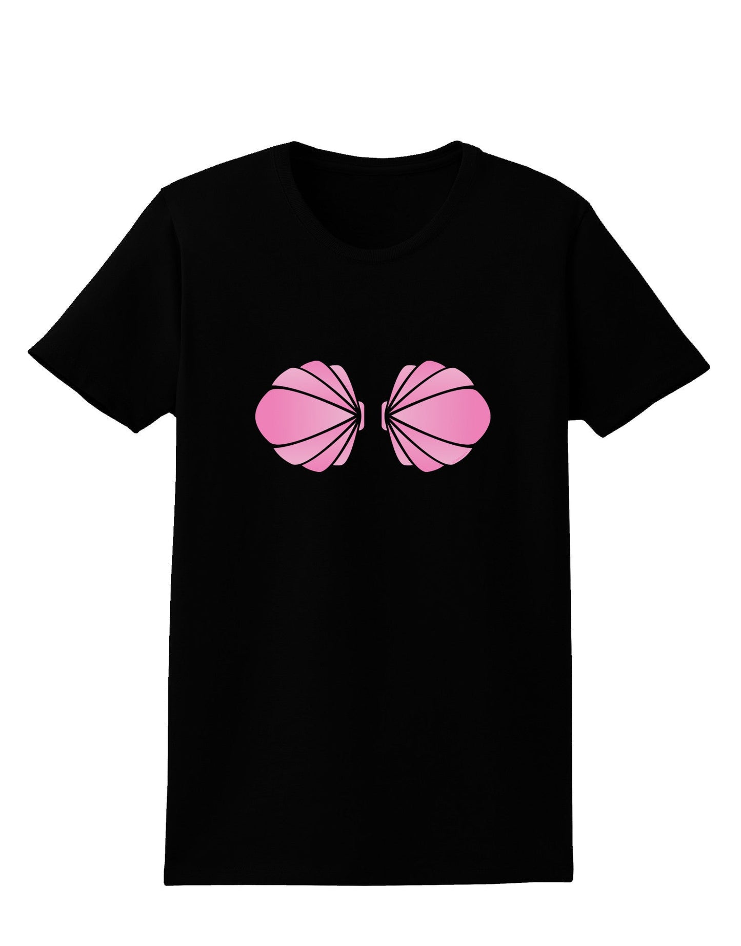 Easy Mermaid Costume Pink Shells - Halloween Womens Dark T-Shirt-TooLoud-Black-X-Small-Davson Sales