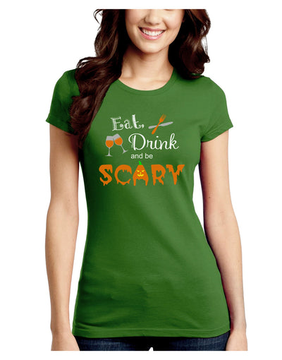 Eat Drink Scary Black Juniors Crew Dark T-Shirt-T-Shirts Juniors Tops-TooLoud-Kiwi-Green-Juniors Fitted Small-Davson Sales