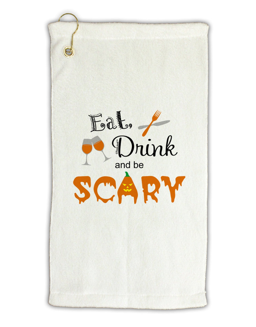 Eat Drink Scary Black Micro Terry Gromet Golf Towel 16 x 25 inch-Golf Towel-TooLoud-White-Davson Sales