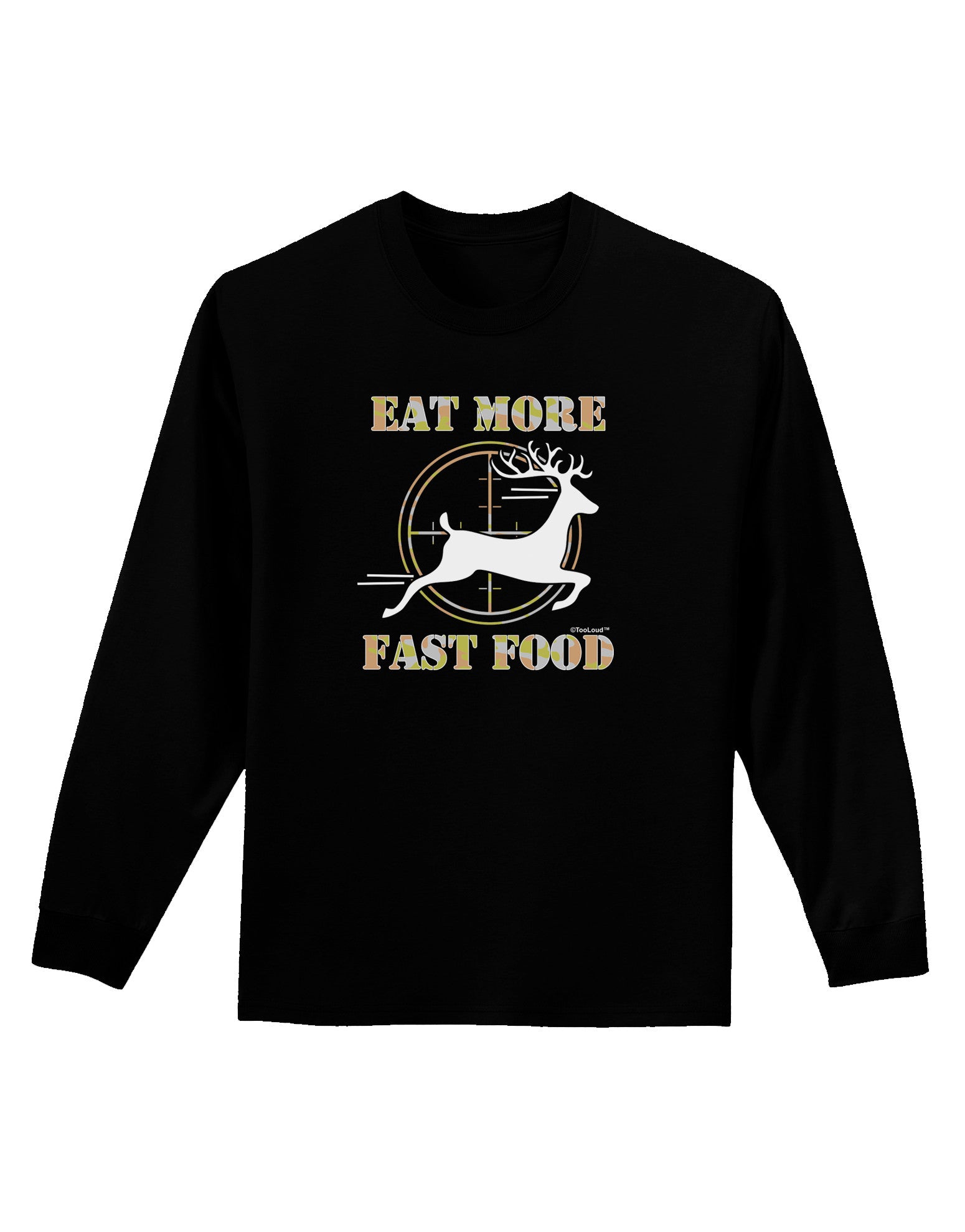 Eat More Fast Food - Deer Adult Long Sleeve Dark T-Shirt-TooLoud-Black-Small-Davson Sales