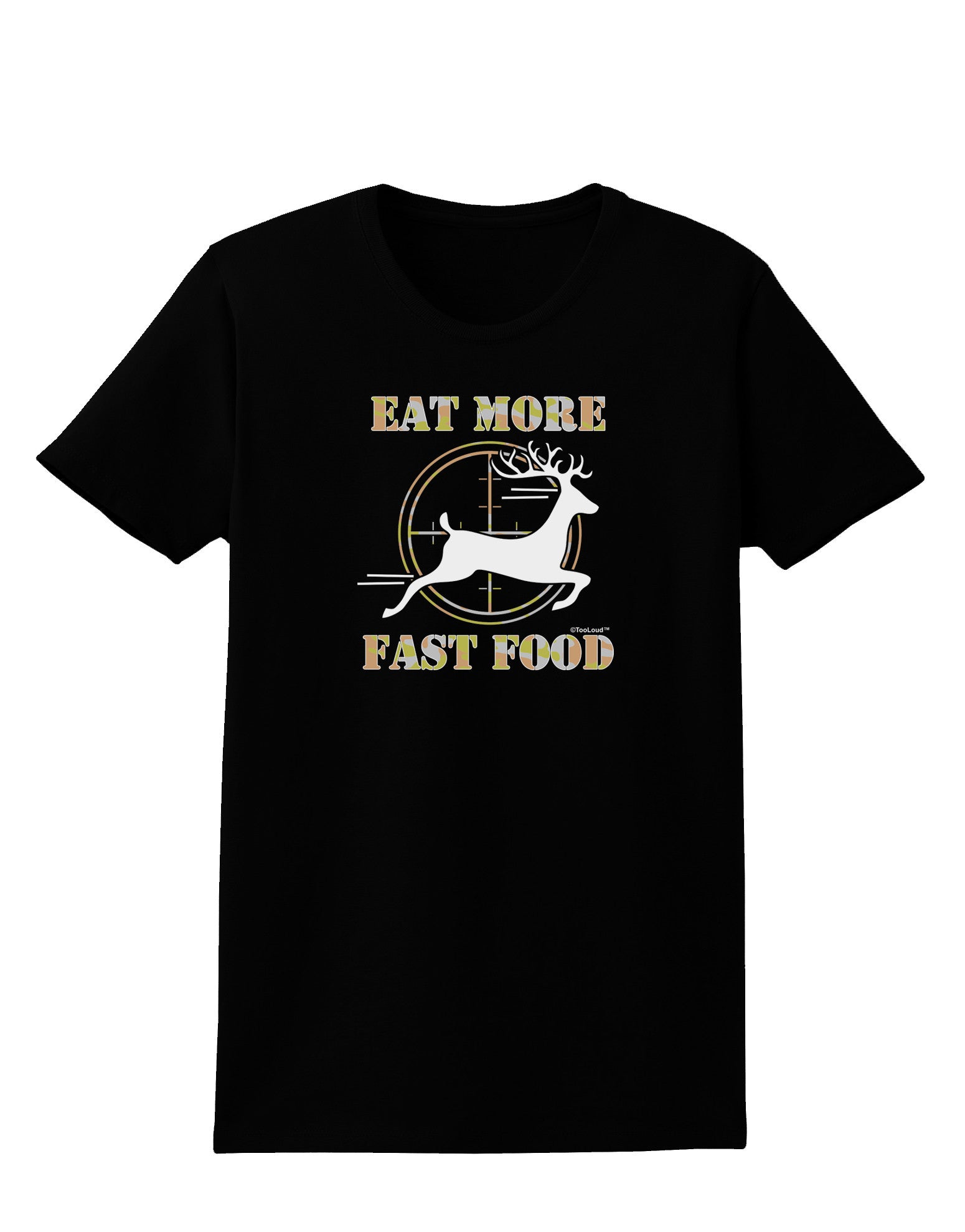 Eat More Fast Food - Deer Womens Dark T-Shirt-TooLoud-Black-X-Small-Davson Sales