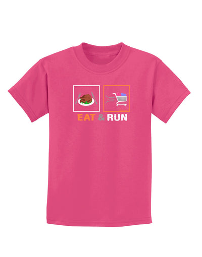 Eat & Run Black Friday Childrens Dark T-Shirt-Childrens T-Shirt-TooLoud-Sangria-X-Small-Davson Sales