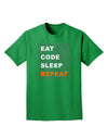 Eat Sleep Code Repeat Adult Dark T-Shirt by TooLoud-Mens T-Shirt-TooLoud-Kelly-Green-Small-Davson Sales