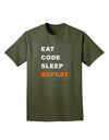 Eat Sleep Code Repeat Adult Dark T-Shirt by TooLoud-Mens T-Shirt-TooLoud-Military-Green-Small-Davson Sales