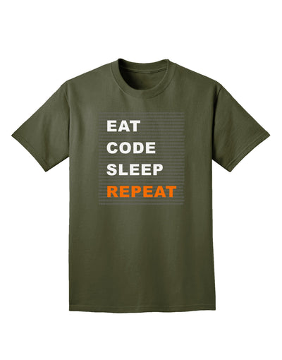 Eat Sleep Code Repeat Adult Dark T-Shirt by TooLoud-Mens T-Shirt-TooLoud-Military-Green-Small-Davson Sales