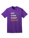 Eat Sleep Code Repeat Adult Dark T-Shirt by TooLoud-Mens T-Shirt-TooLoud-Purple-Small-Davson Sales