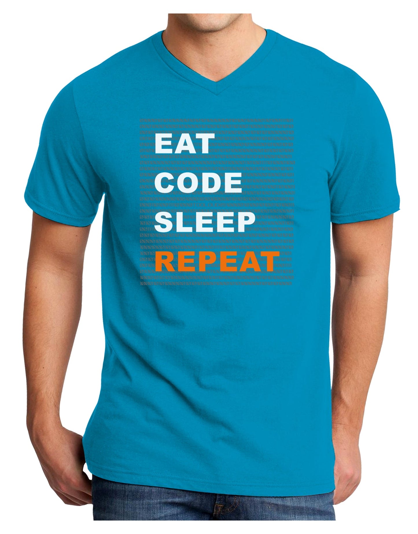 Eat Sleep Code Repeat Adult Dark V-Neck T-Shirt by TooLoud-TooLoud-Turquoise-Small-Davson Sales