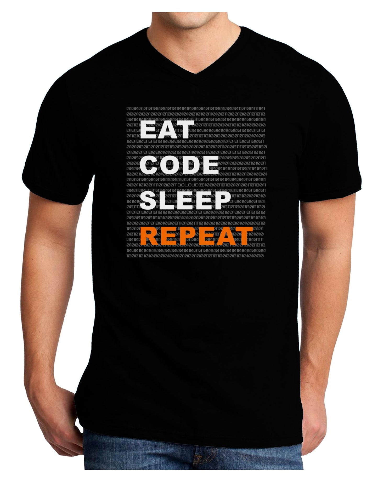 Eat Sleep Code Repeat Adult Dark V-Neck T-Shirt by TooLoud-TooLoud-Black-Small-Davson Sales