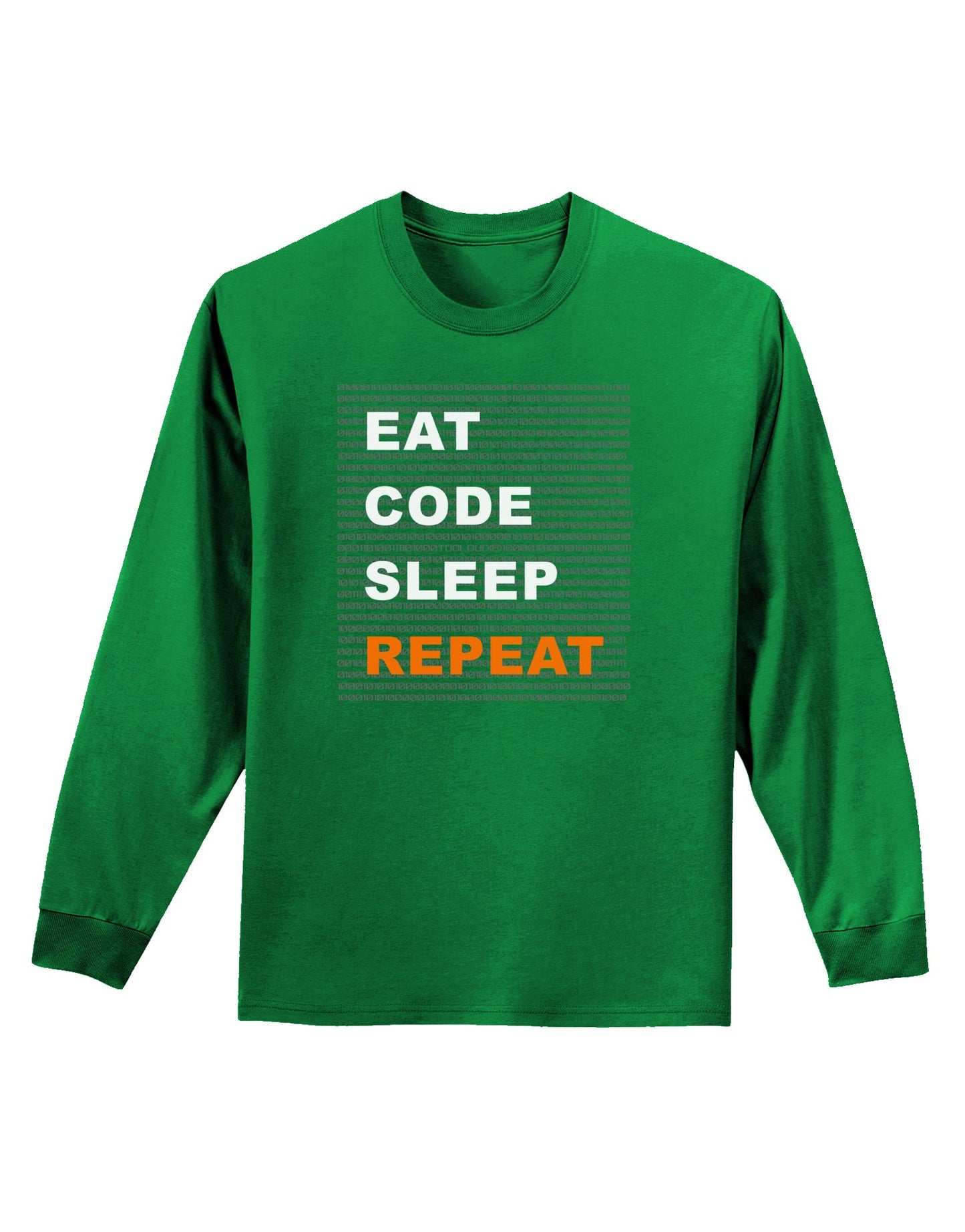 Eat Sleep Code Repeat Adult Long Sleeve Dark T-Shirt by TooLoud-TooLoud-Kelly-Green-Small-Davson Sales