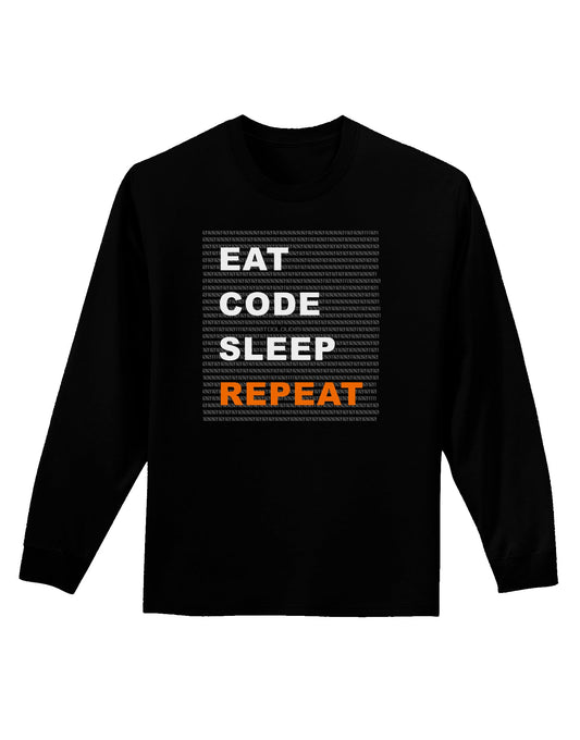 Eat Sleep Code Repeat Adult Long Sleeve Dark T-Shirt by TooLoud-TooLoud-Black-Small-Davson Sales