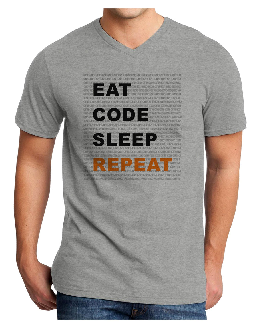 Eat Sleep Code Repeat Adult V-Neck T-shirt by TooLoud-Mens V-Neck T-Shirt-TooLoud-White-Small-Davson Sales