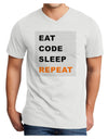 Eat Sleep Code Repeat Adult V-Neck T-shirt by TooLoud-Mens V-Neck T-Shirt-TooLoud-White-Small-Davson Sales