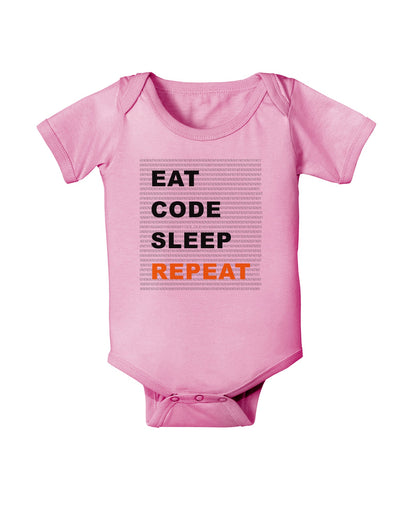 Eat Sleep Code Repeat Baby Romper Bodysuit by TooLoud-TooLoud-Pink-06-Months-Davson Sales