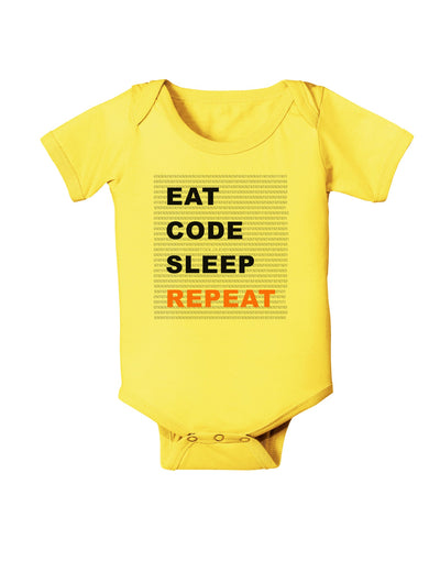 Eat Sleep Code Repeat Baby Romper Bodysuit by TooLoud-TooLoud-Yellow-06-Months-Davson Sales