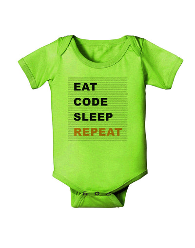 Eat Sleep Code Repeat Baby Romper Bodysuit by TooLoud-TooLoud-Lime-06-Months-Davson Sales