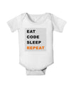 Eat Sleep Code Repeat Baby Romper Bodysuit by TooLoud-TooLoud-White-06-Months-Davson Sales