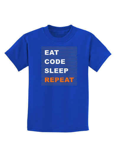 Eat Sleep Code Repeat Childrens Dark T-Shirt by TooLoud-Childrens T-Shirt-TooLoud-Royal-Blue-X-Small-Davson Sales