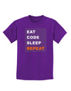 Eat Sleep Code Repeat Childrens Dark T-Shirt by TooLoud-Childrens T-Shirt-TooLoud-Purple-X-Small-Davson Sales