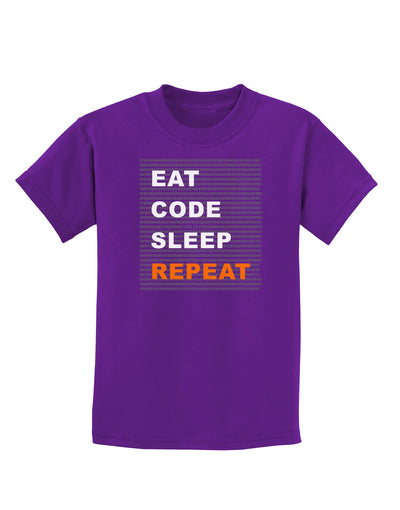 Eat Sleep Code Repeat Childrens Dark T-Shirt by TooLoud-Childrens T-Shirt-TooLoud-Purple-X-Small-Davson Sales