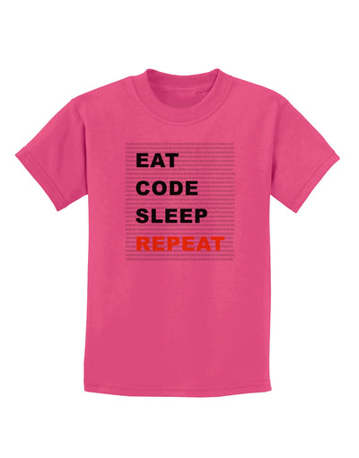 Eat Sleep Code Repeat Childrens T-Shirt by TooLoud-TooLoud-Sangria-X-Small-Davson Sales