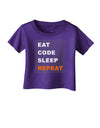 Eat Sleep Code Repeat Infant T-Shirt Dark by TooLoud-TooLoud-Purple-06-Months-Davson Sales