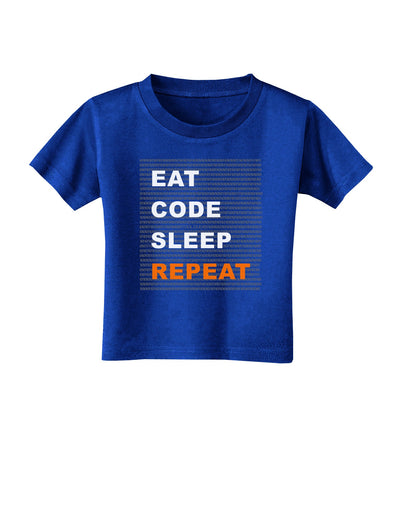 Eat Sleep Code Repeat Toddler T-Shirt Dark by TooLoud-Toddler T-Shirt-TooLoud-Royal-Blue-2T-Davson Sales