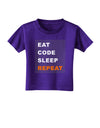 Eat Sleep Code Repeat Toddler T-Shirt Dark by TooLoud-Toddler T-Shirt-TooLoud-Purple-2T-Davson Sales