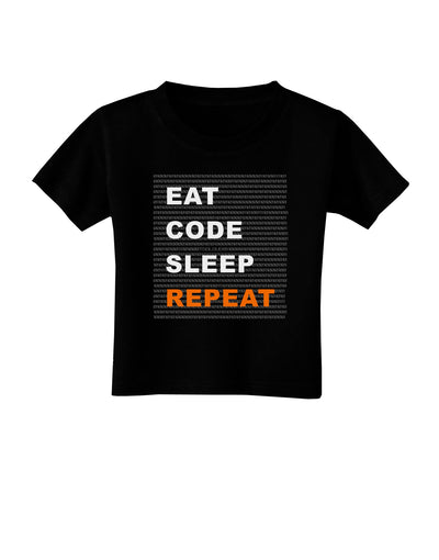 Eat Sleep Code Repeat Toddler T-Shirt Dark by TooLoud-Toddler T-Shirt-TooLoud-Black-2T-Davson Sales