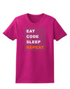 Eat Sleep Code Repeat Womens Dark T-Shirt by TooLoud-TooLoud-Hot-Pink-Small-Davson Sales