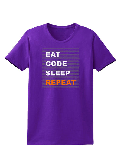 Eat Sleep Code Repeat Womens Dark T-Shirt by TooLoud-TooLoud-Purple-X-Small-Davson Sales