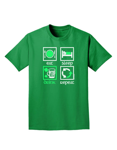 Eat Sleep Drink Green Beer Repeat Adult Dark T-Shirt-Mens T-Shirt-TooLoud-Kelly-Green-Small-Davson Sales