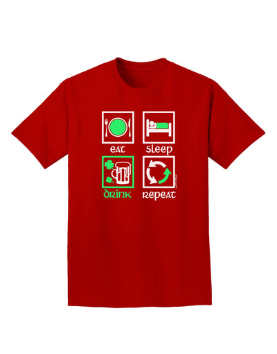 Eat Sleep Drink Green Beer Repeat Adult Dark T-Shirt-Mens T-Shirt-TooLoud-Red-Small-Davson Sales