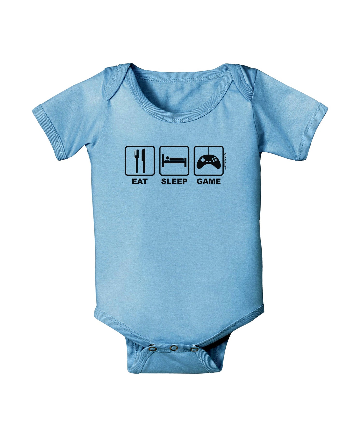 Eat Sleep Game Design Baby Romper Bodysuit by TooLoud-Baby Romper-TooLoud-Light-Blue-06-Months-Davson Sales