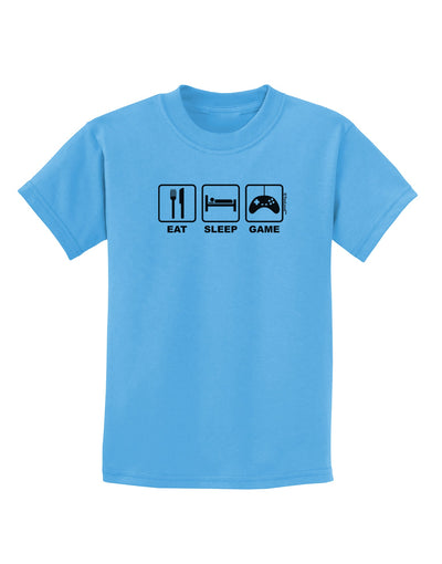 Eat Sleep Game Design Childrens T-Shirt by TooLoud-Childrens T-Shirt-TooLoud-Aquatic-Blue-X-Small-Davson Sales