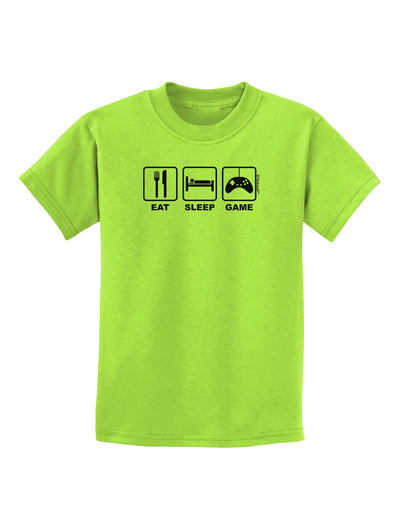 Eat Sleep Game Design Childrens T-Shirt by TooLoud-Childrens T-Shirt-TooLoud-Lime-Green-X-Small-Davson Sales