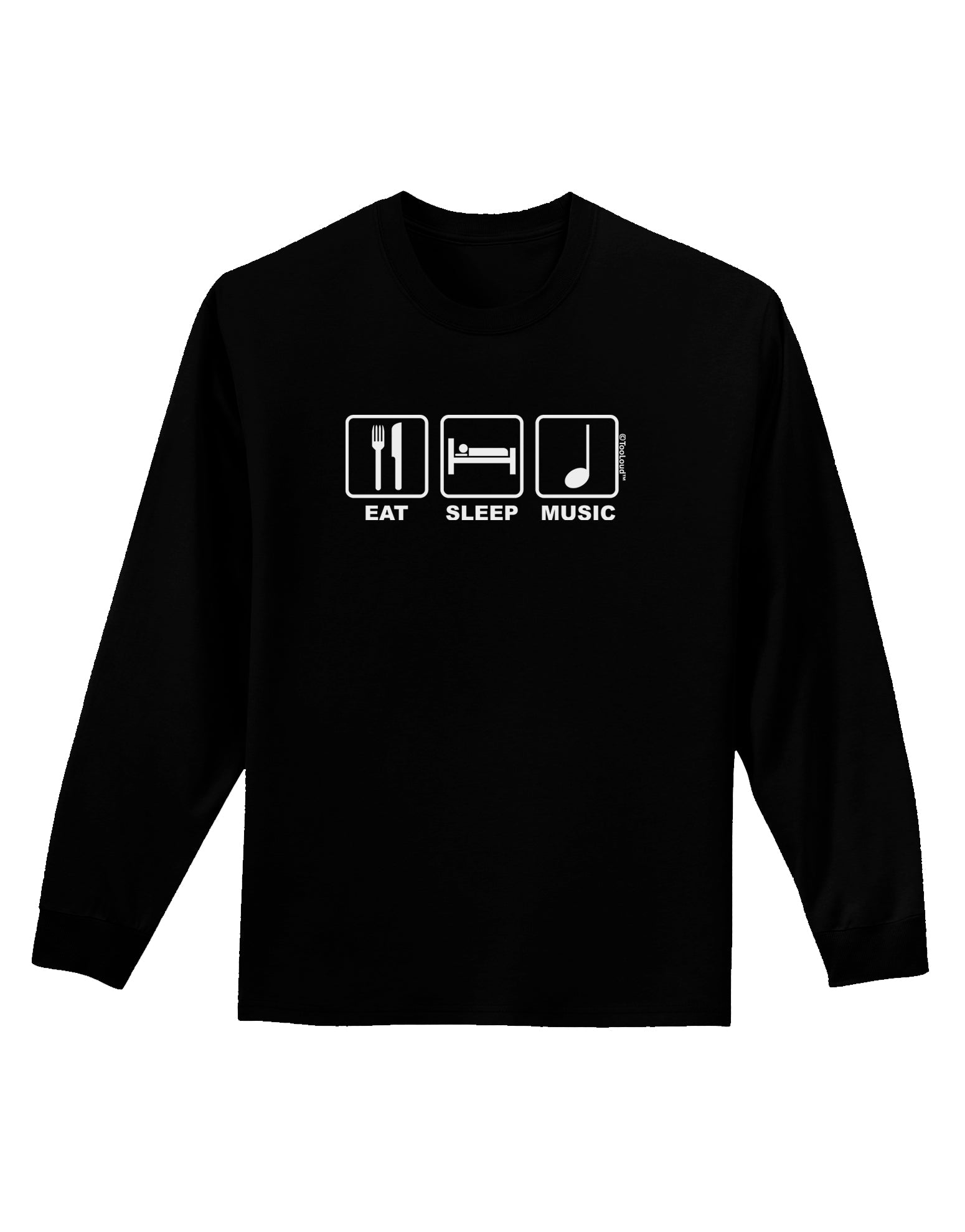 Eat Sleep Music Design Adult Long Sleeve Dark T-Shirt by TooLoud-TooLoud-Black-Small-Davson Sales