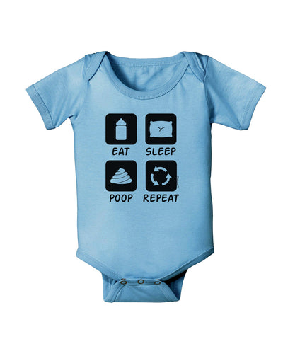 Eat Sleep Poop Repeat Baby Romper Bodysuit-Baby Romper-TooLoud-LightBlue-06-Months-Davson Sales