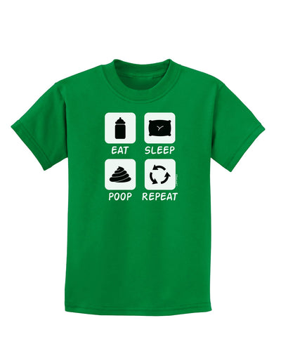 Eat Sleep Poop Repeat Childrens Dark T-Shirt-Childrens T-Shirt-TooLoud-Kelly-Green-X-Small-Davson Sales