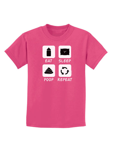 Eat Sleep Poop Repeat Childrens Dark T-Shirt-Childrens T-Shirt-TooLoud-Sangria-X-Small-Davson Sales