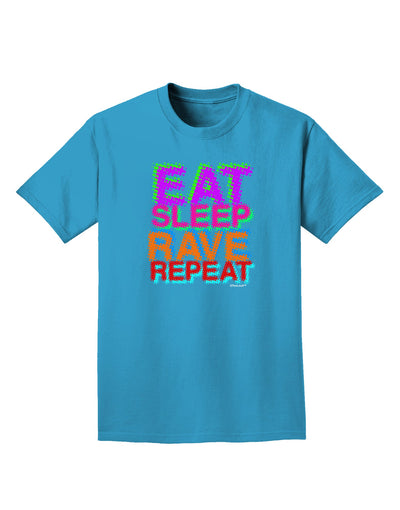 Eat Sleep Rave Repeat Color Adult Dark T-Shirt by TooLoud-Mens T-Shirt-TooLoud-Turquoise-Small-Davson Sales