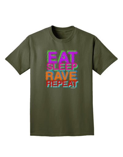 Eat Sleep Rave Repeat Color Adult Dark T-Shirt by TooLoud-Mens T-Shirt-TooLoud-Military-Green-Small-Davson Sales