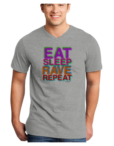 Eat Sleep Rave Repeat Color Adult V-Neck T-shirt by TooLoud-Mens V-Neck T-Shirt-TooLoud-HeatherGray-Small-Davson Sales