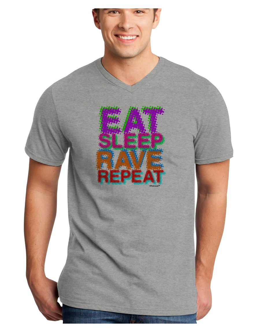 Eat Sleep Rave Repeat Color Adult V-Neck T-shirt by TooLoud-Mens V-Neck T-Shirt-TooLoud-White-Small-Davson Sales