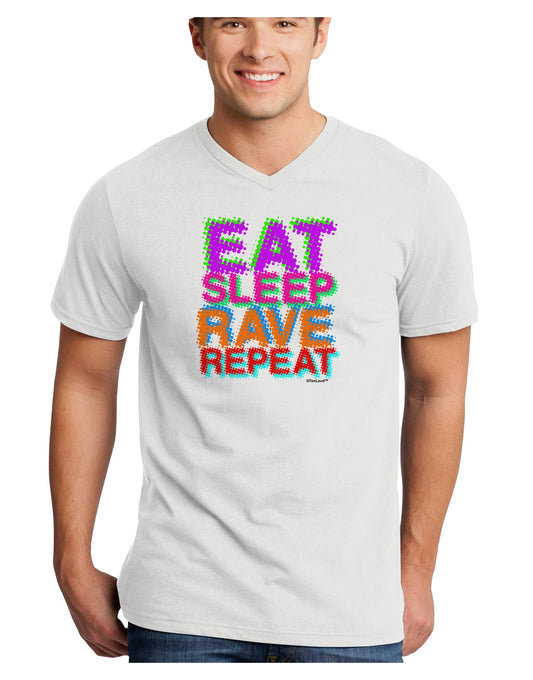 Eat Sleep Rave Repeat Color Adult V-Neck T-shirt by TooLoud-Mens V-Neck T-Shirt-TooLoud-White-Small-Davson Sales