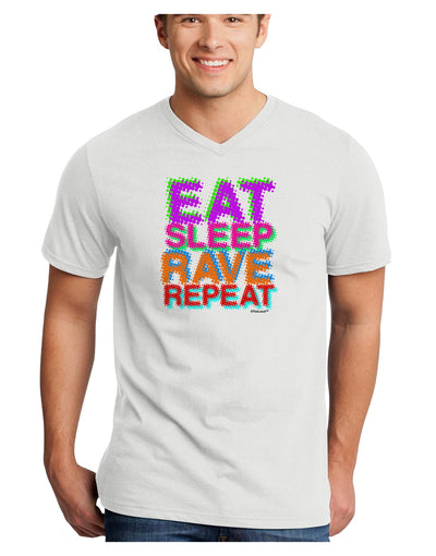 Eat Sleep Rave Repeat Color Adult V-Neck T-shirt by TooLoud-Mens V-Neck T-Shirt-TooLoud-White-Small-Davson Sales