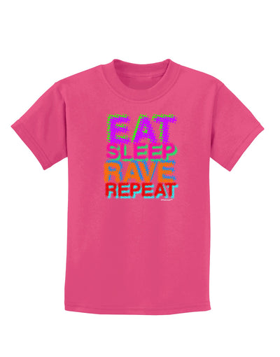 Eat Sleep Rave Repeat Color Childrens Dark T-Shirt by TooLoud-Childrens T-Shirt-TooLoud-Sangria-X-Small-Davson Sales