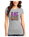 Eat Sleep Rave Repeat Color Juniors T-Shirt by TooLoud-Womens Juniors T-Shirt-TooLoud-Ash-Gray-Juniors Fitted X-Small-Davson Sales