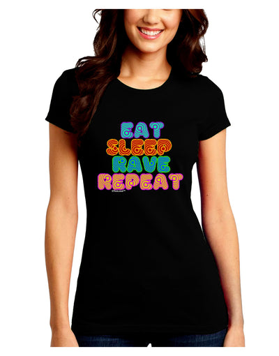 Eat Sleep Rave Repeat Hypnotic Juniors Crew Dark T-Shirt by TooLoud-T-Shirts Juniors Tops-TooLoud-Black-Juniors Fitted Small-Davson Sales